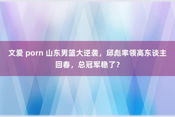 文爱 porn 山东男篮大逆袭，邱彪率领高东谈主回春，总冠军稳了？