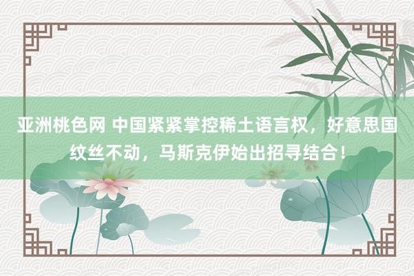 亚洲桃色网 中国紧紧掌控稀土语言权，好意思国纹丝不动，马斯克伊始出招寻结合！